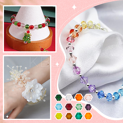 2400Pcs 12 Styles Transparent Glass Beads Strands GLAA-SP0001-13-1