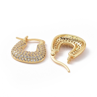 Cubic Zirconia Trapezoid Hoop Earrings EJEW-C008-08G-01-1