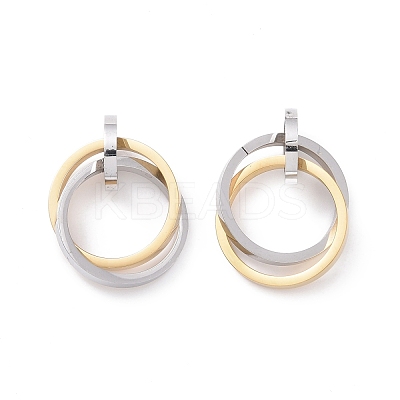 304 Stainless Steel Interlocking Ring Pendants STAS-E090-90G-1