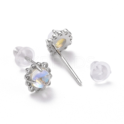 Anti-Tarnish Rhodium Plated 925 Sterling Silver Stud Earrings LS-EJEW-M202-02P-1