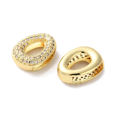 Rack Plating Brass Micro Pave Cubic Zirconia Slide Charms KK-C084-34G-O-1