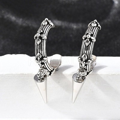 C-Shaped with Cone Brass Stud Earrings EJEW-S261-06G-1
