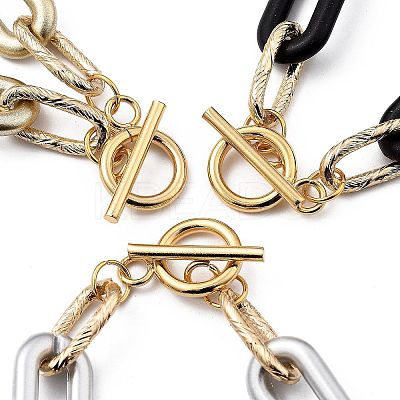 Spray Painted CCB Plastic & Aluminum Paperclip Chain Bracelets Sets BJEW-JB05432-1