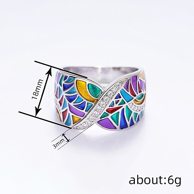 Ethnic Style Brass Micro Pave Cubic Zirconia and Enamel Finger Rings FS-WG810B2-02-1