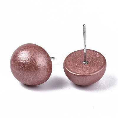 Pearlized Half Round Schima Wood Earrings for Girl Women EJEW-N048-001-09-1