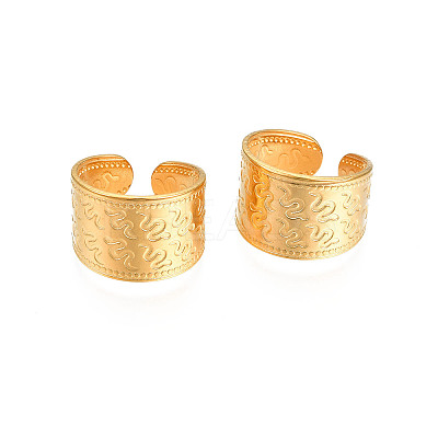 Ion Plating(IP) 304 Stainless Steel Snake Pattern Open Cuff Ring LS-RJEW-S405-257G-1