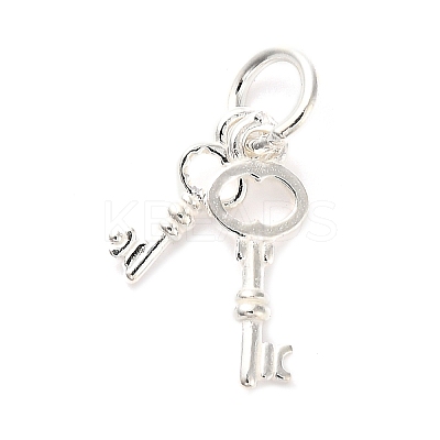 S925 Sterling Silver Double Keys Charms STER-K183-02B-S-1