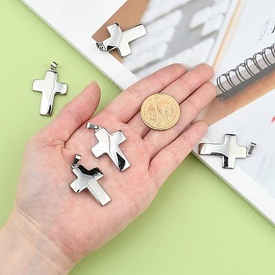 Tarnish Resistant Cross 304 Stainless Steel Surface Pendants LS-STAS-D146-03-1
