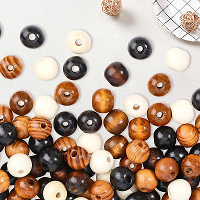 250Pcs 5 Styles Wood European Beads WOOD-PA0001-41-1