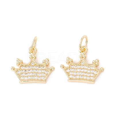 Rack Plating Brass Micro Pave Clear Cubic Zirconia Pendants ZIRC-I057-09G-1