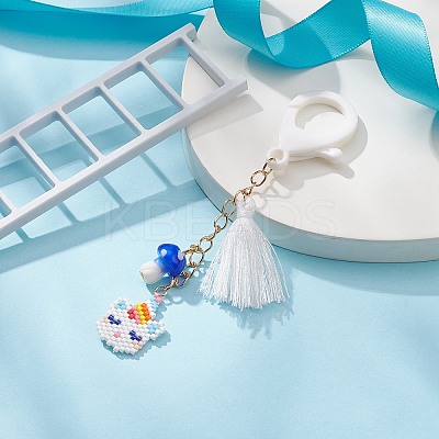 Unicorn Handmade Loom Pattern Seed Beads Pendant Decorations HJEW-MZ00010-1