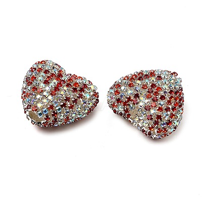 Sparkling Acrylic Heart Beads with Rhinestone Embellishment OACR-NH0001-02B-01-1