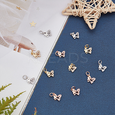 12Pcs 3 Colors Brass Micro Pave Cubic Zirconia Charms ZIRC-CA0001-05-1