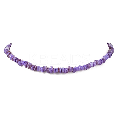 Dyed Natural Freshwater Shell Nuggets Beaded Necklaces NJEW-JN05488-03-1
