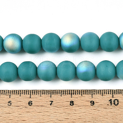 Frosted Opaque Glass Beads Strands GLAA-T032-P10mm-MBB12-1