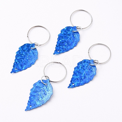 Plastic Paillette/Sequin Hair Braid Rings Pendants KEYC-TAC0001-03E-1