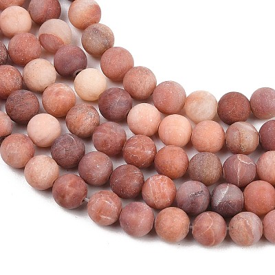Natural Pink Aventurine Beads Strands G-G716-01-6mm-1