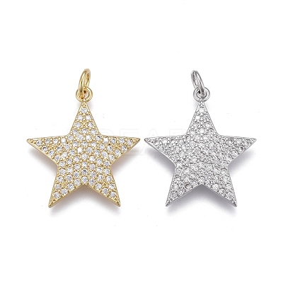 Brass Micro Pave Clear Cubic Zirconia Pendants ZIRC-M108-28-1