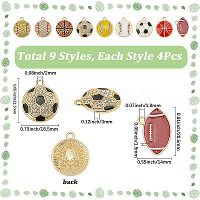 36Pcs 9 Style Alloy Enamel Pendants FIND-SC0015-88-1