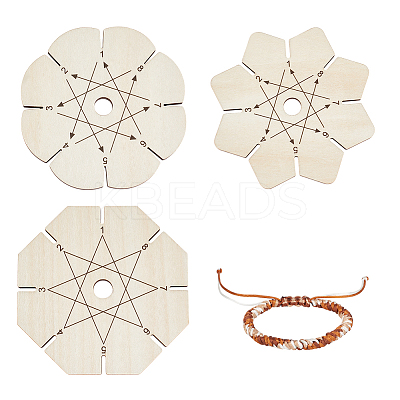 3Pcs 3 Styles Wood 7 Friendship Bracelet Display Stands ODIS-PH0001-89-1
