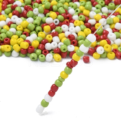 4 Colors Christmas 6/0 Glass Round Seed Beads SEED-X0058-03C-1