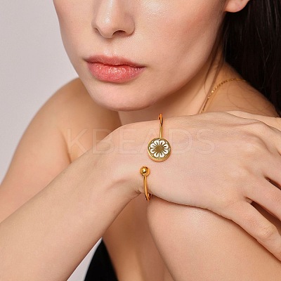 304 Stainless Steel Cuff Bangles for Women BJEW-C111-02G-1
