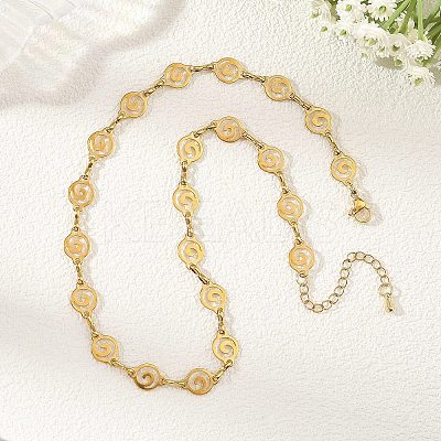 304 Stainless Steel Hollow Spiral Link Chain Necklaces for Women NJEW-JN06395-01-1