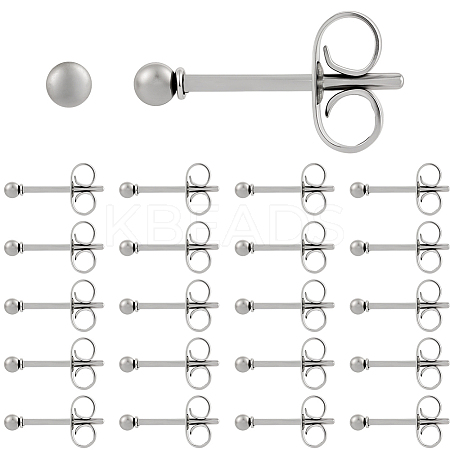 100Pcs 304 Stainless Steel Round Stud Earrings EJEW-BBC0002-05A-P-1