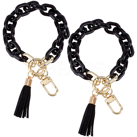 2Pcs Acrylic Cable Chain Bracelet Pendant Decorations AJEW-SC0003-71F-1