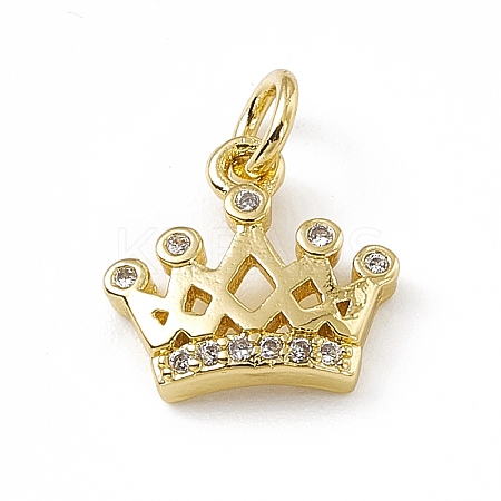 Brass Micro Pave Clear Cubic Zirconia Crown Charms LS-ZIRC-F132-64G-1