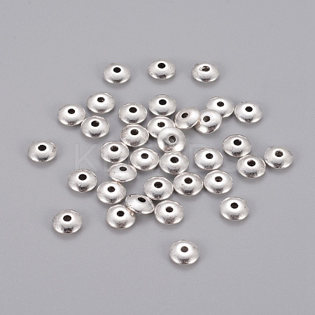 Antique Silver Tibetan Style Flat Round Spacer Beads X-TIBEB-R020-AS-LF-1