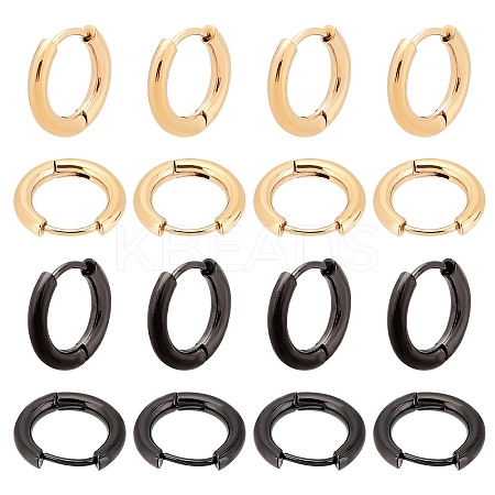 12Pair 2 Color 304 Stainless Steel Huggie Hoop Earrings EJEW-UN0032-61-1