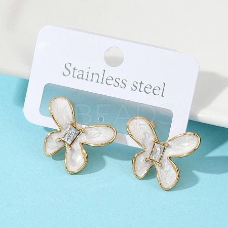 304 Stainless Steel Butterfly Stud Earrings EJEW-S268-01G-B-1
