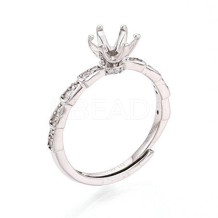 Rhodium Plated 925 Sterling Silver Micro Pave Cubic Zirconia Engagement Solitaire Ring Settings STER-N016-77P-1