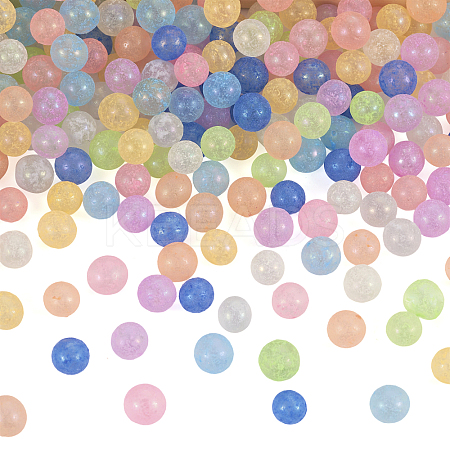 500Pcs 10 Colors Luminous Glow in the Dark Transparent Glass Round Beads GLAA-TA0001-66-1