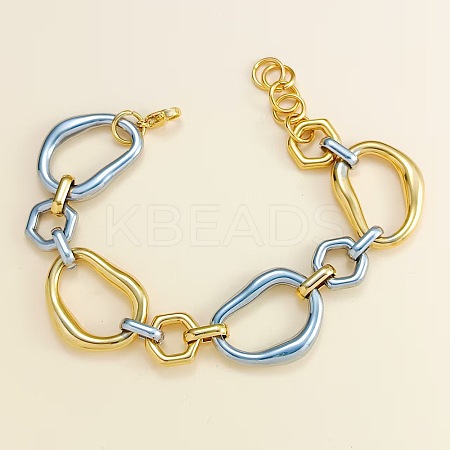304 Stainless Steel Two Tone Chain Bracelets BJEW-P381-01B-A-1