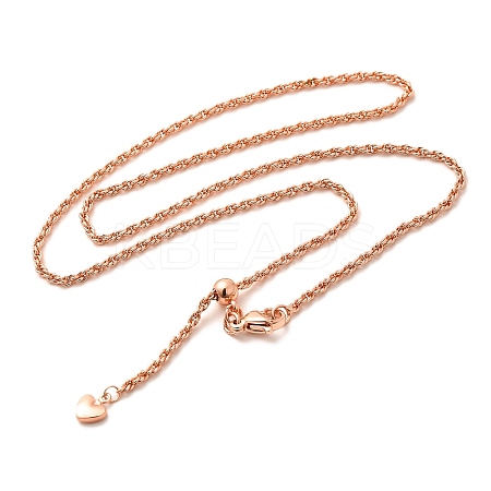 2mm Rack Plating Brass Rope Chain Adjustable Slider Necklaces for Women Men MAK-L044-06RG-1