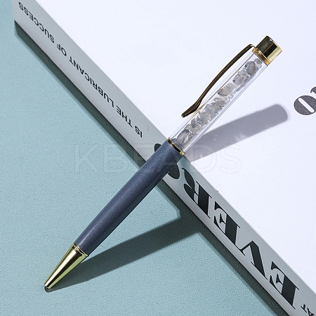 Natural Grey Moonstone Chip on Top Ball-Point Pens PW-WG35714-13-1