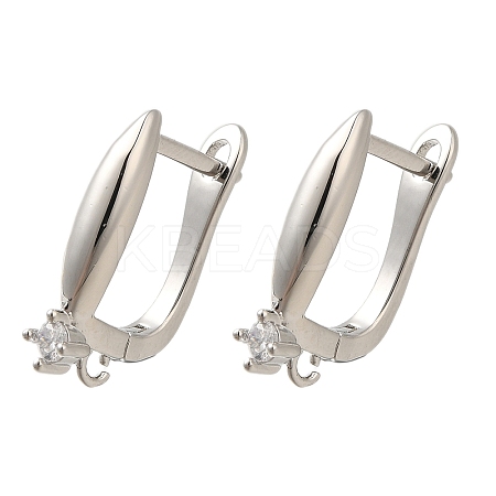 Rack Plating Brass Micro Pave Cubic Zirconia Hoop Earring Findings EJEW-H143-12P-1