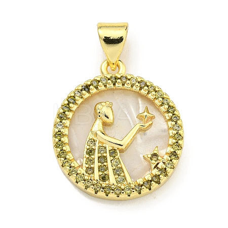 Brass Micro Pave Clear Cubic Zirconia Pendants KK-K354-04G-05-1