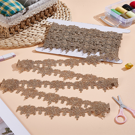 5 Yards Metallic Yarn Flower Lace Trim Ribbons OCOR-LP0002-82-1