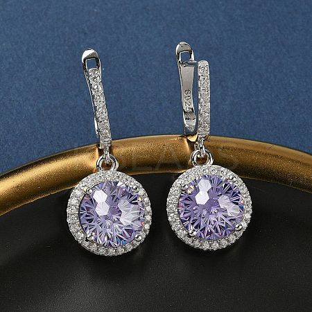 925 Sterling Silver Micro Pave Cubic Zirconia Hoop Earrings EJEW-B147-01B-05-1