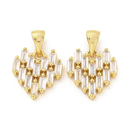 Brass Micro Pave Clear Cubic Zirconia Pendants ZIRC-P115-04G-1
