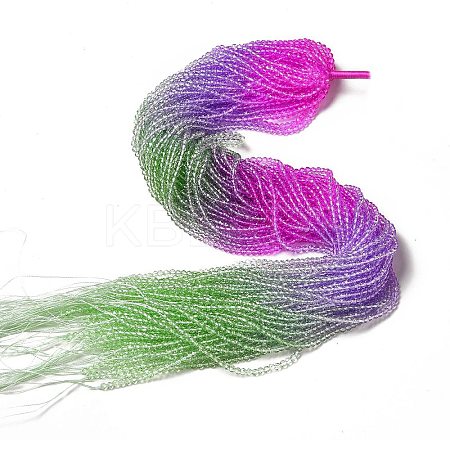 Transparent Gradient Color Glass Beads Strands GLAA-H021-01B-21-1
