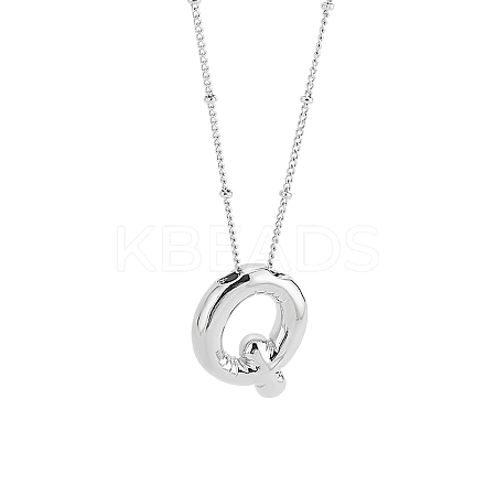 1pc Brass Chain with Alloy Letter Pendants Necklaces NJEW-LP0001-41Q-P-1