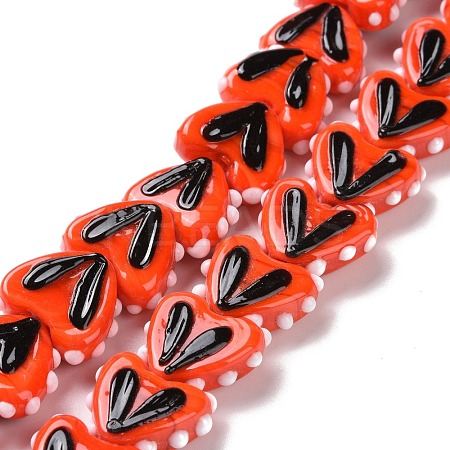 Heart Handmade Lampwork Beads Strands LAMP-G150-01F-1