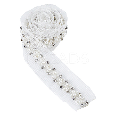 Resin with Rhinestone Gauze Ribbon OCOR-WH0078-140-1