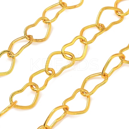Rack Plating Brass Heart Link Chains CHC-N009-02G-1
