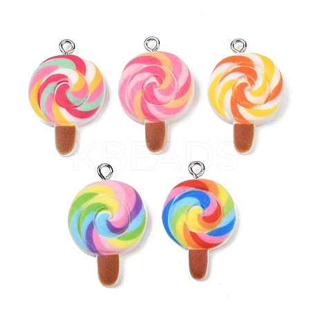 Spray Painted Opaque Resin Pendants RESI-F061-08-1