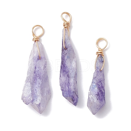 Electroplated Natural Quartz Crystal Dyed Pendants PALLOY-JF02325-02-1